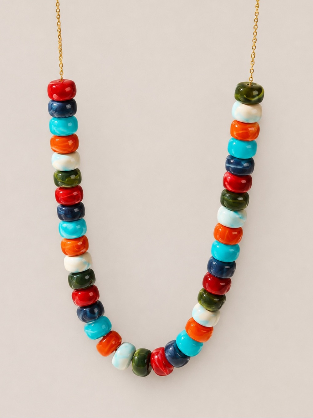 New! Preppy Colorful Beaded 18K Gold Plated Necklace NWOT 5025
